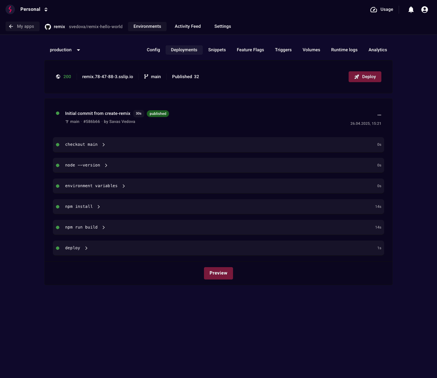 Stormkit Remix Deployment