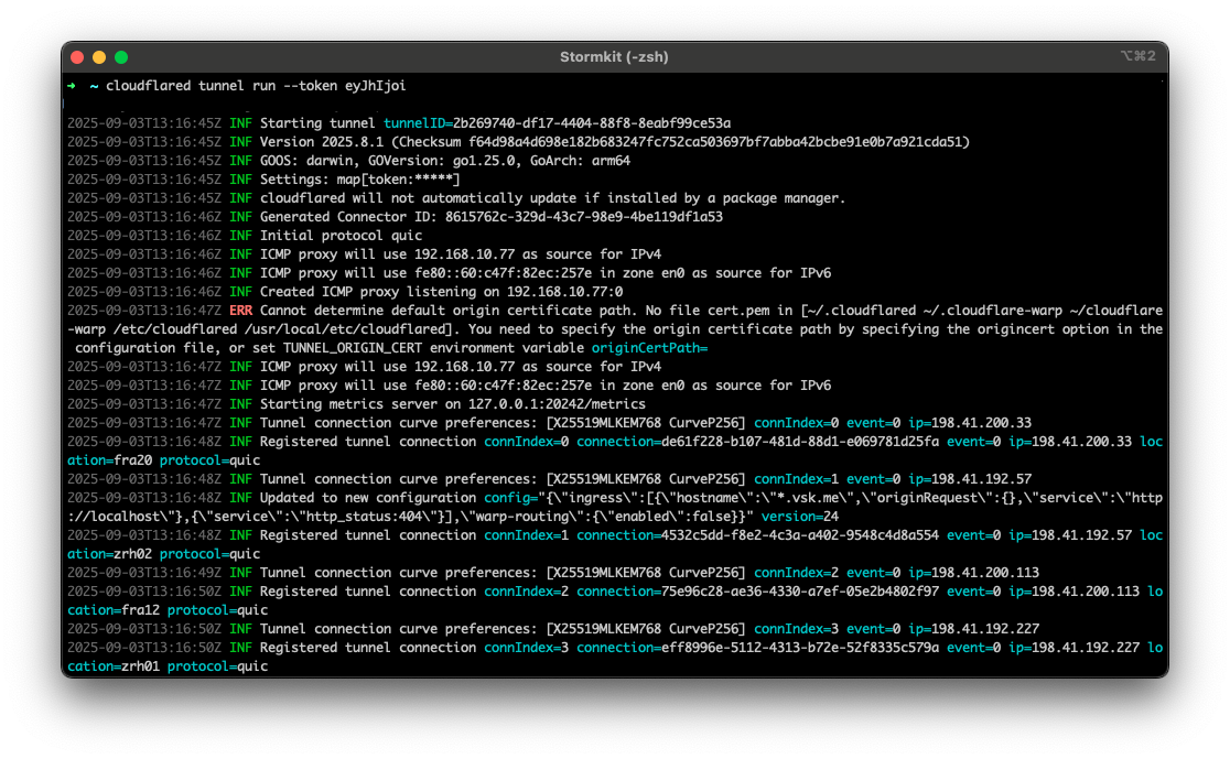 CloudFlare Tunnel Output